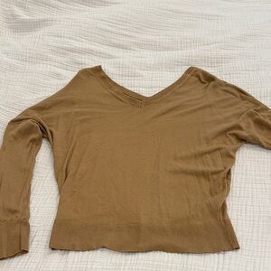 Banana Republic Tan Long Sleeve V-Neck Top